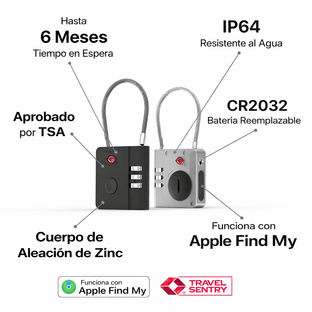 AirLock - Candado de viaje inteligente TSA contra pérdida